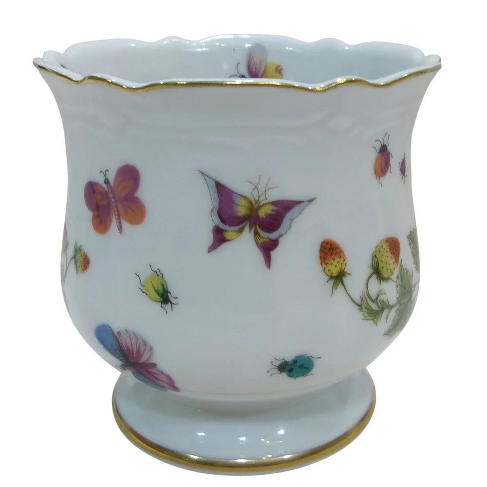 Ardalt Lenwile China Strawberry Butterfly Porcelain Planter Cachepot Japan 7083